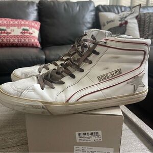 Golden Goose Men's Slide White and Sliver High-Tops